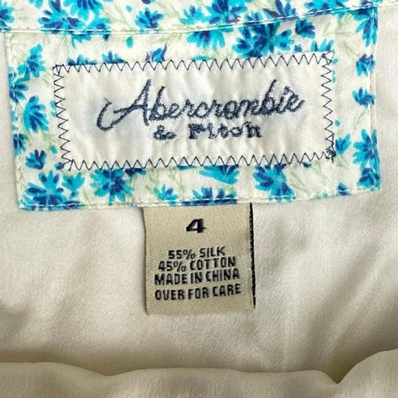 Vintage Y2K Abercrombie & Fitch silk micro skirt floral light blue and white - Picture 7 of 7